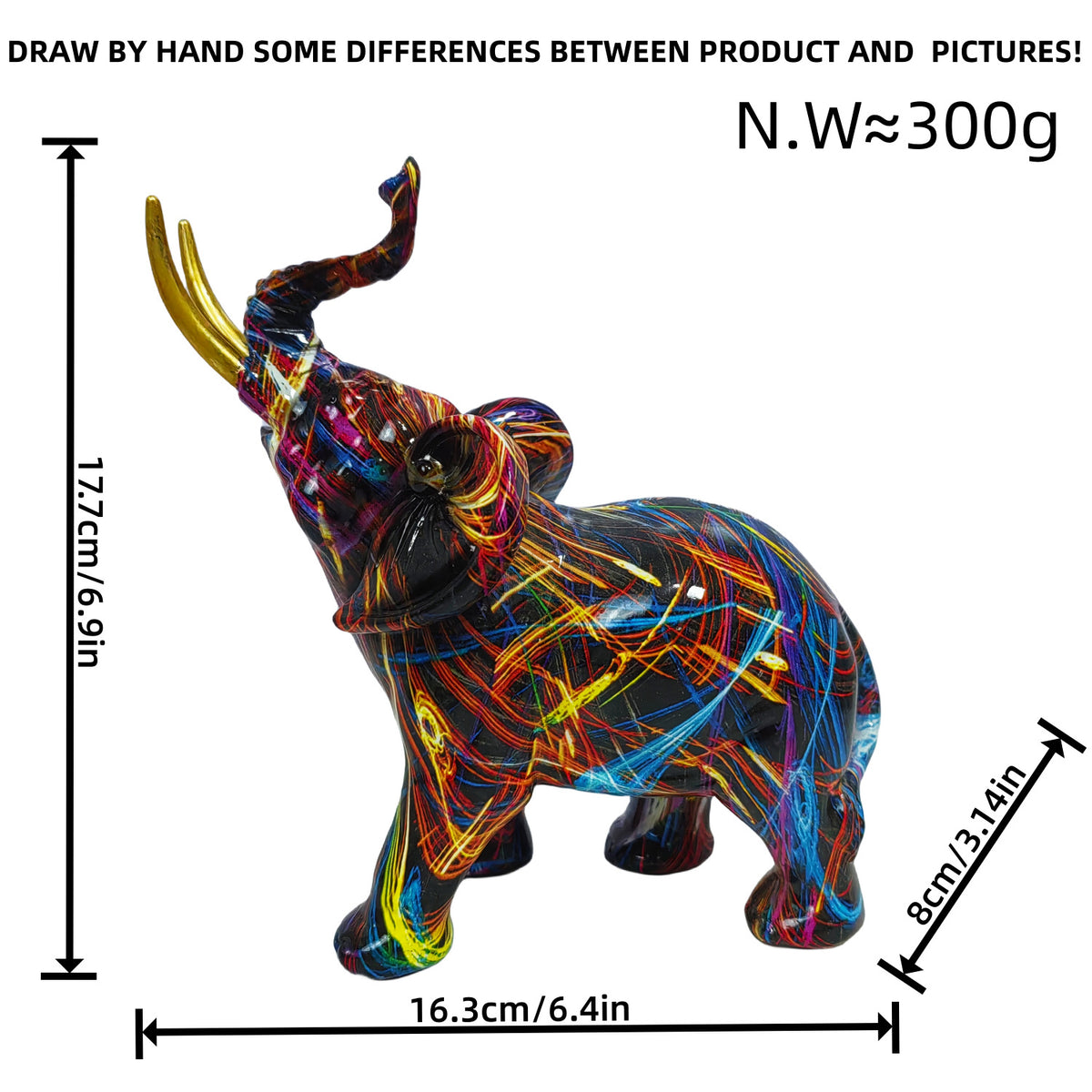 Artistic elephant figure with colorful design Acalora