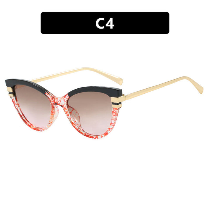 Ladies Cat-Eye Sunglasses with Elegant Plastic Frame and Golden Accents Kalsten