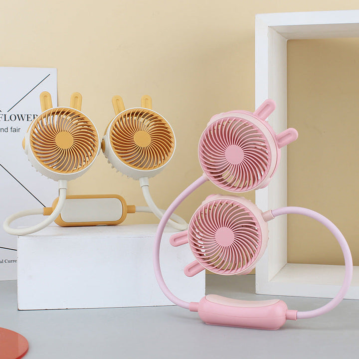 Unisex portable neck fan double fan with flexible neck strap and USB charging Kalsten