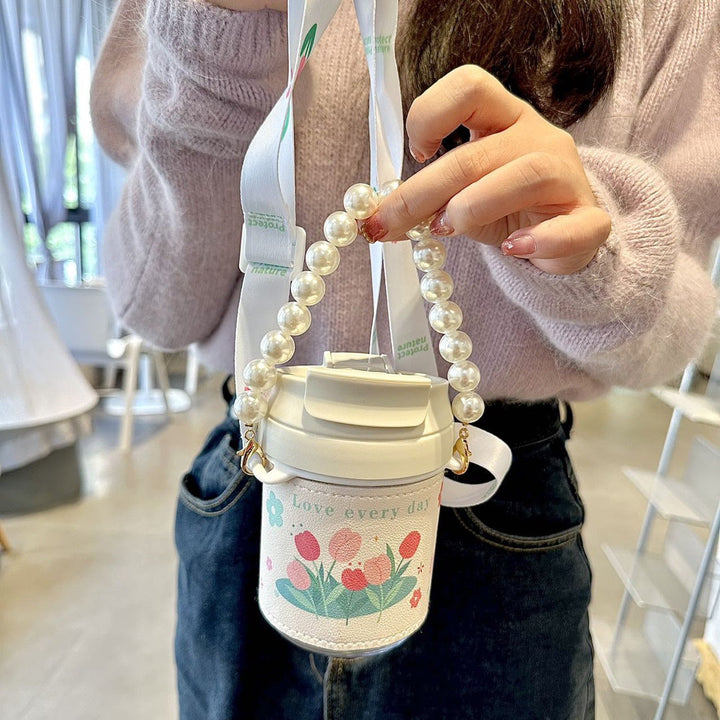 Women's insulated bottle with practical pearl carrying strap Kalsten
