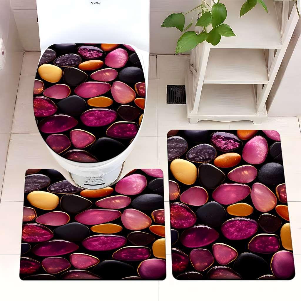 Decorative Pebble Bathroom Mat Set Kalsten