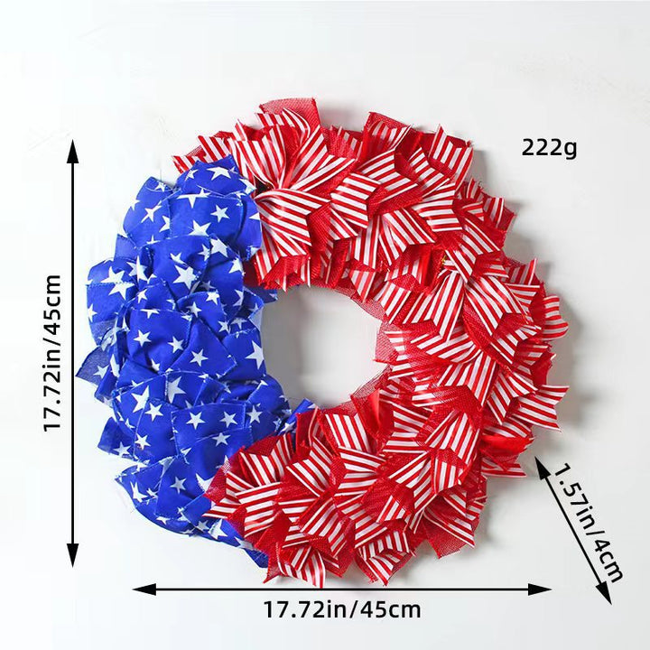 Unisex nan patriotic pom pom front door wreath with star embellishments Kalsten