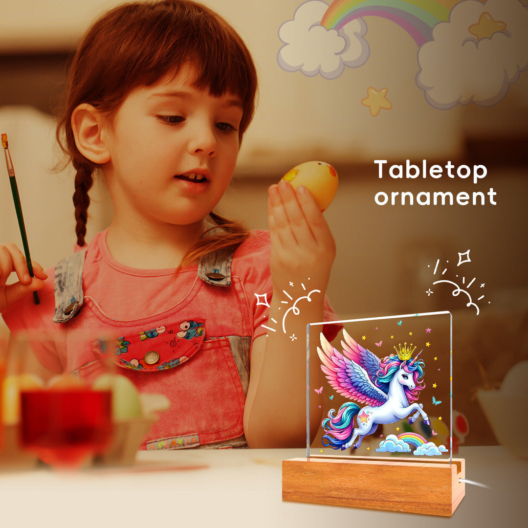 Solid Wood Base Acrylic Night Light Kids Creative Gift USB Table Lamp | Kalsten