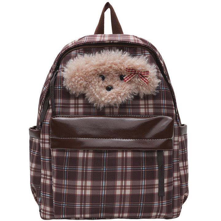 Plush backpack with unique checkered pattern and casual animal motif Kalsten