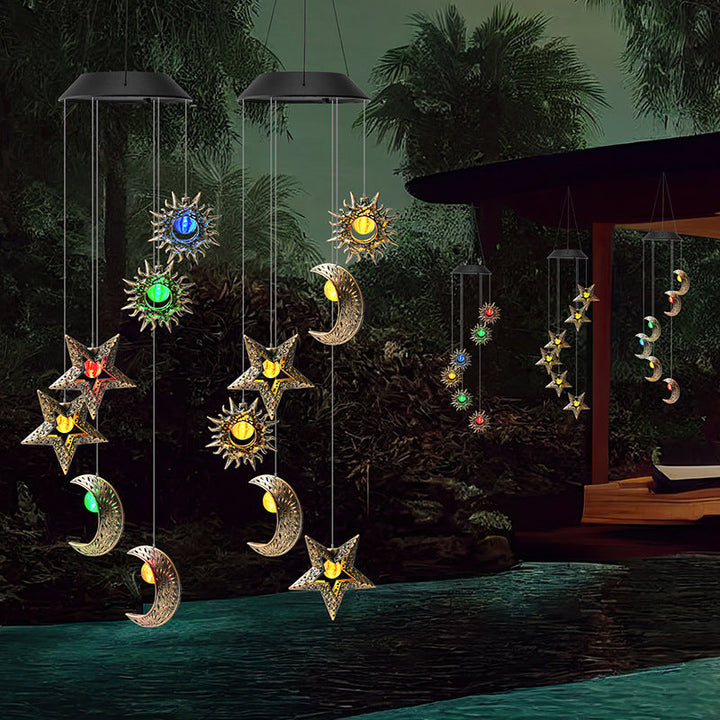 Decorative Hanging Star Wind Chime With Brass Stars And Tubular Aluminum Chimes Kalsten