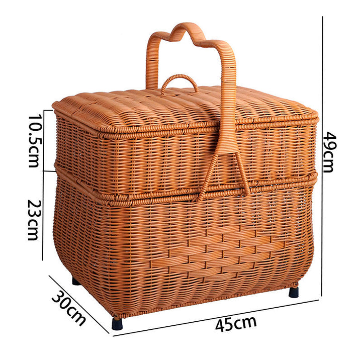 Women's Handcrafted Storage Basket with Lid and Carry Handle Kalsten