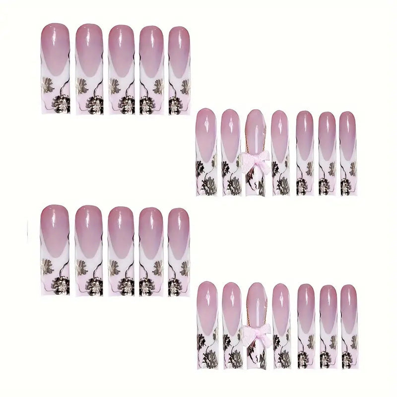Floral Accent Decorative Press-On Nails Kalsten