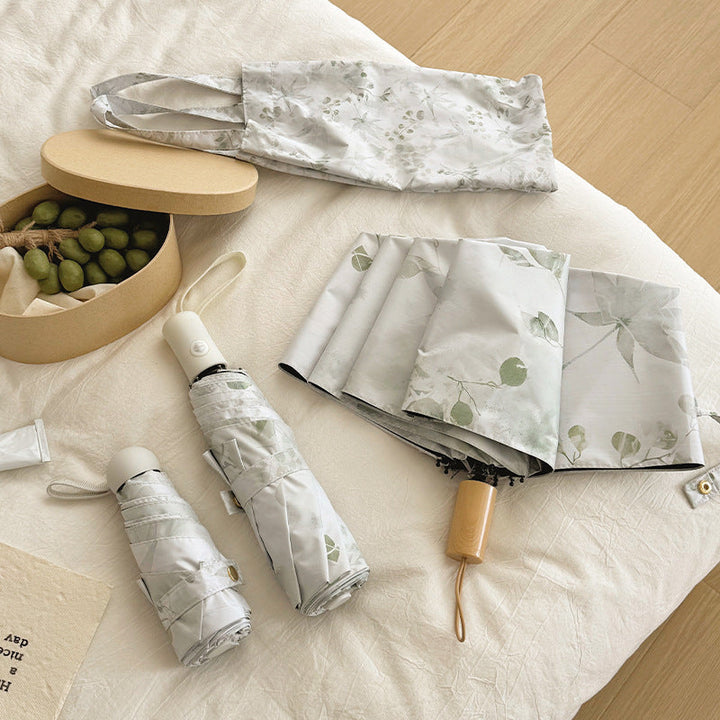 Women's Foldable Umbrella with Elegant Botanical Pattern Kalsten