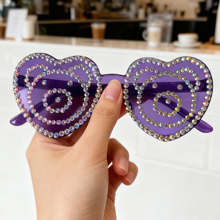 Heart-Shaped Rhinestone Sunglasses Kalsten