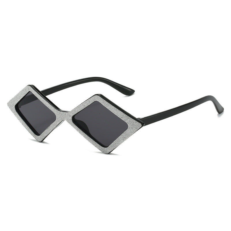 Ladies futuristic, geometric sunglasses with glittering frame Kalsten