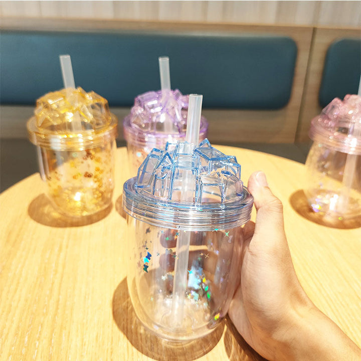 Women's Glittering Drinking Cups with Straw Kalsten