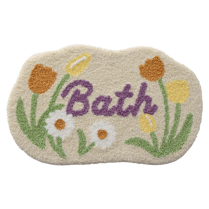 Textured Floral Bath Mat Kalsten