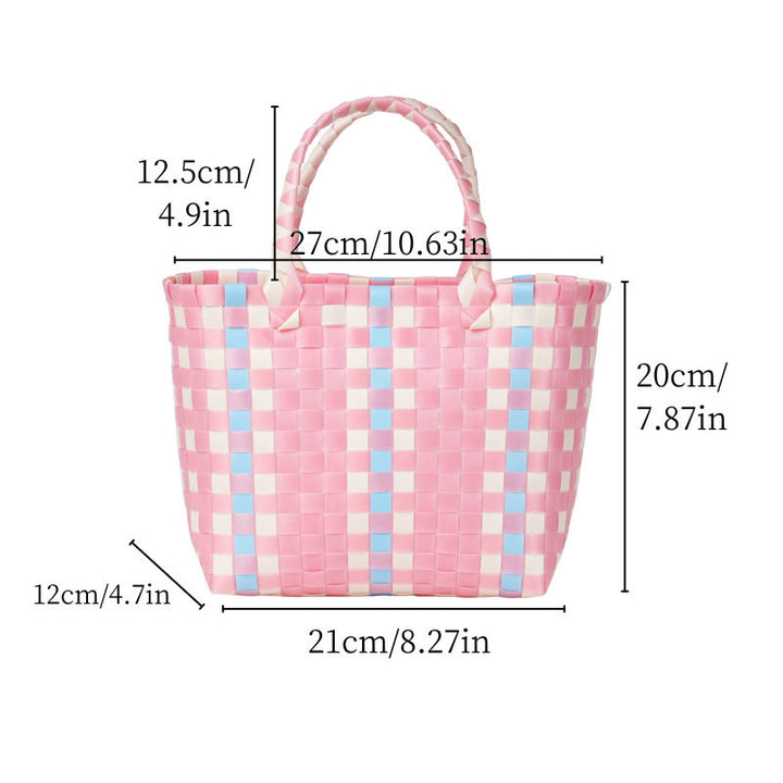 Handwoven basket bag with modern structural pattern Kalsten