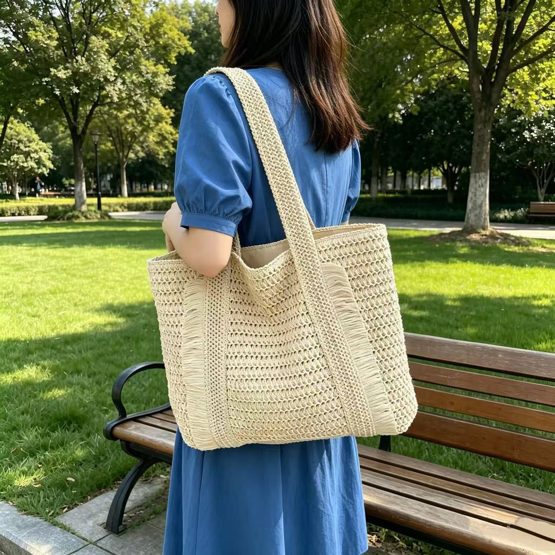 Woven Natural Material Beach Bag Kalsten