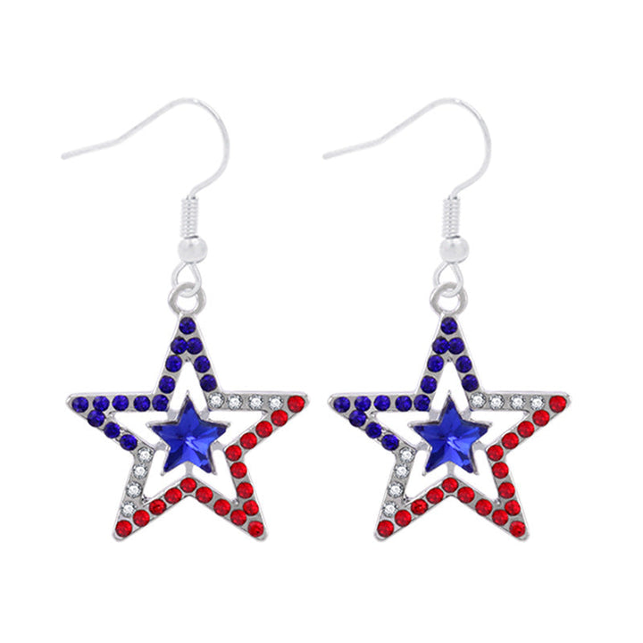 Women's star-shaped enamel earrings with USA flag motif and gold-plated fish Kalsten