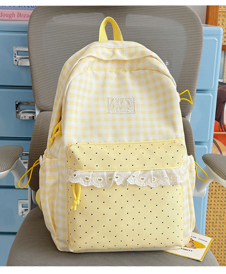 Cute Gingham Patterned School Backpack