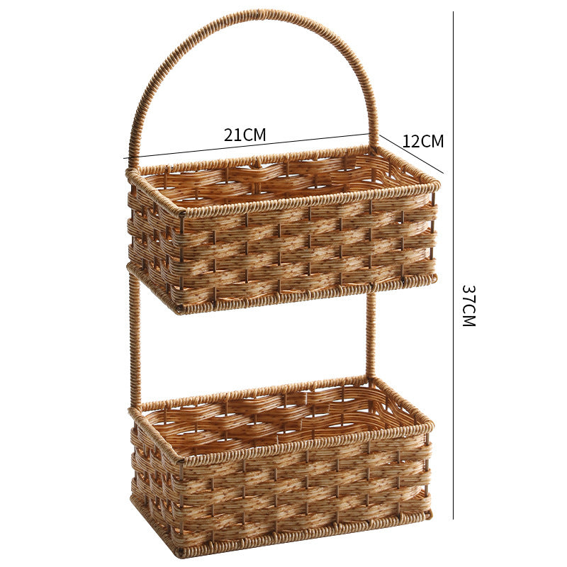 Double-Tiered Wicker Storage Basket Kalsten