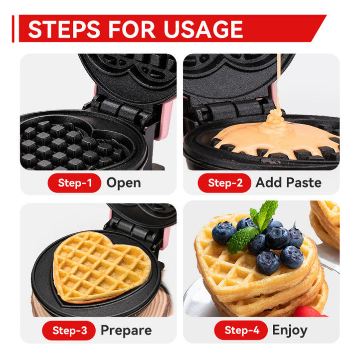 Heart-Shaped Mini Waffle Maker Kalsten