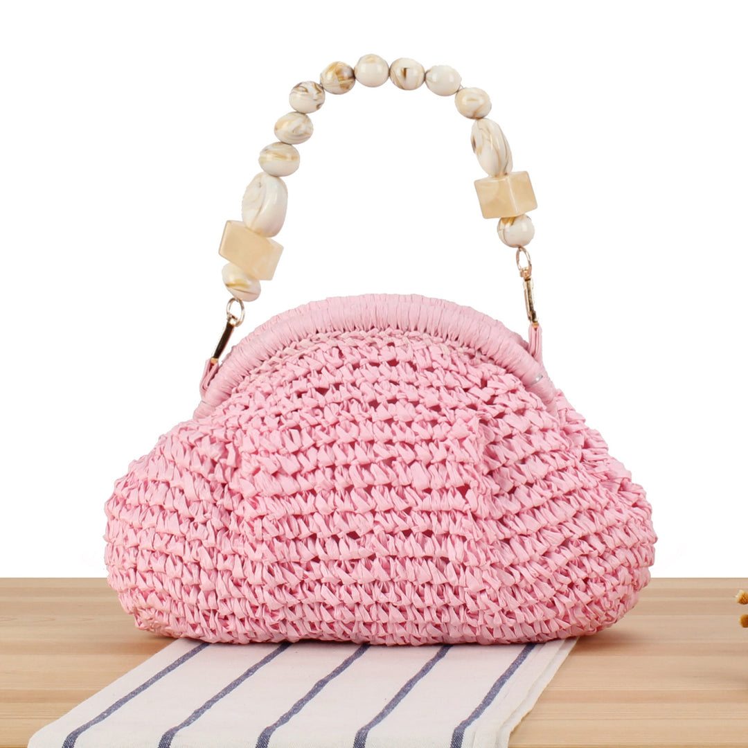 Stylish handbag with colorful bead handle Kalsten