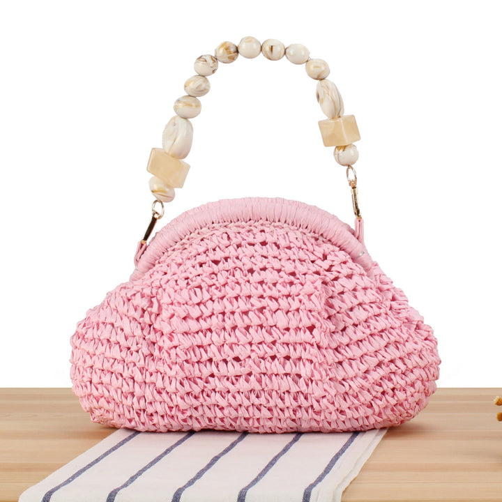 Stylish handbag with colorful bead handle Kalsten