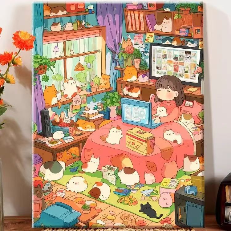 Playful Illustrated Bedroom Decor Canvas Art Kalsten
