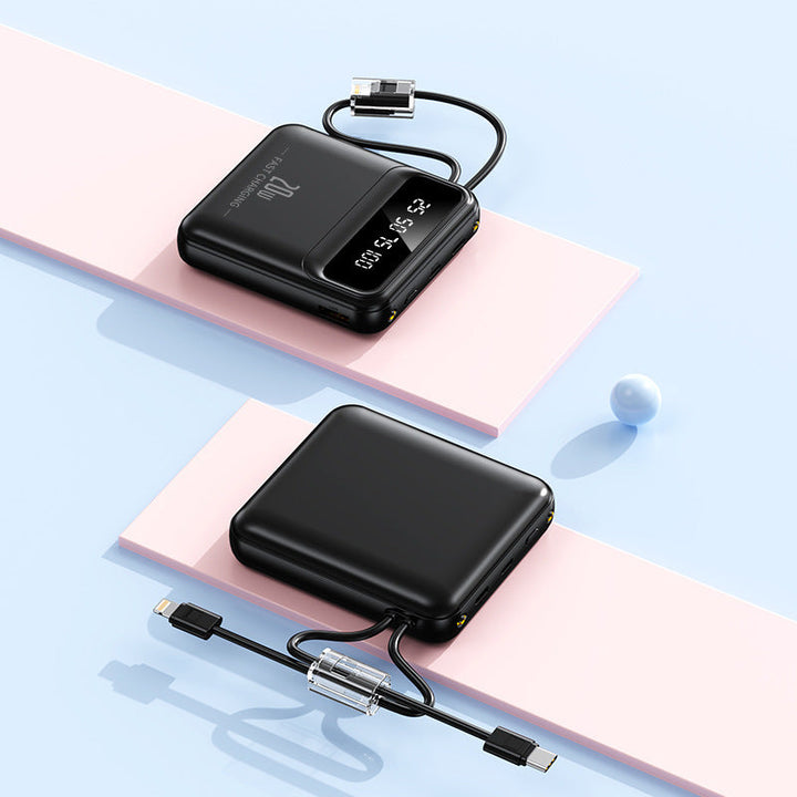 Portable power bank with integrated charging cable and digital display Kalsten