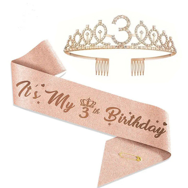 Women Glittering Tiaras with Festive Birthday Banner Kalsten