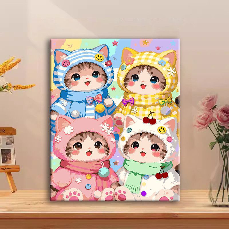 Cute Cat Character Canvas Art Print Kalsten