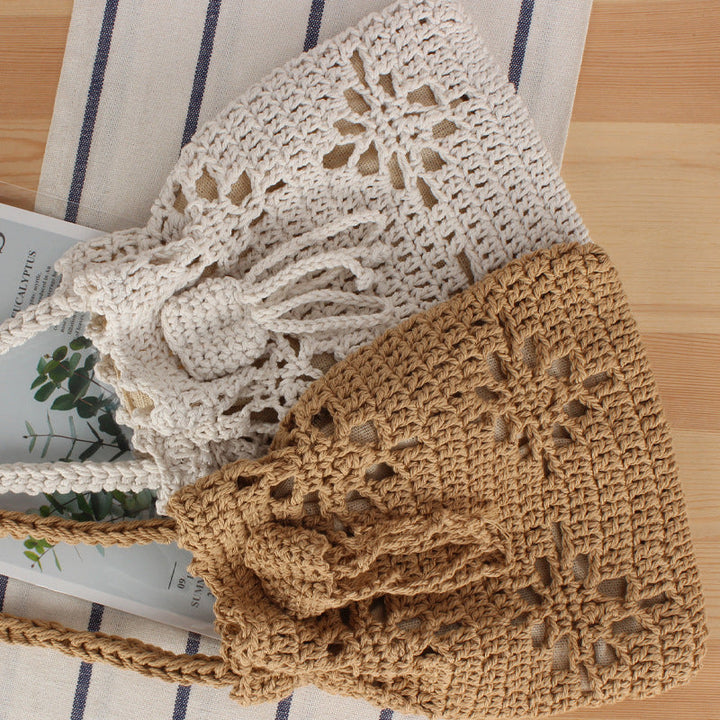Handmade crochet shoulder bag with floral design Kalsten