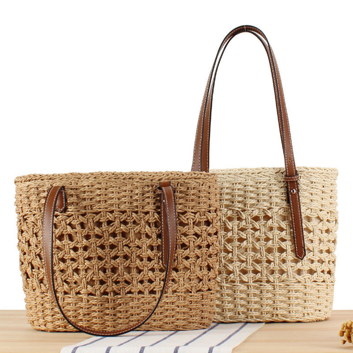 Handbag Made of Handwoven Braid with Sturdy Leather Handles Kalsten