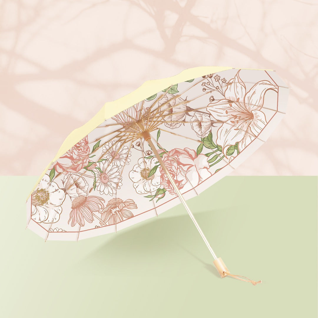 Ladies elegant folding umbrella with floral patterns Kalsten