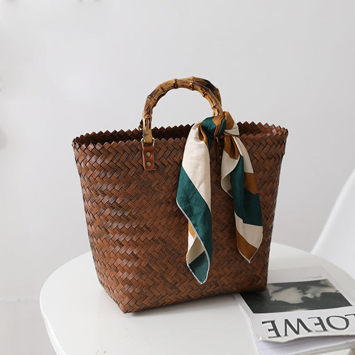 Handmade basket bag with stylish braiding pattern Kalsten