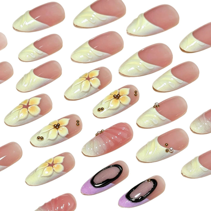 Artistic 3D Floral Press-On Nail Extensions Kalsten