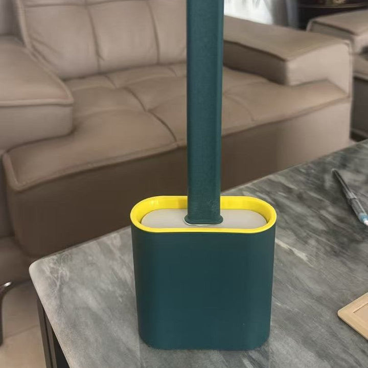 Silicone Toilet Brush Set With Anti-Splash Holder And Long Ergonomic Handle