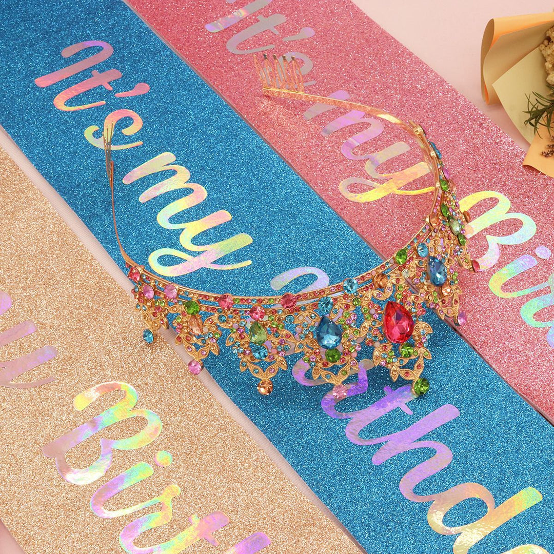 Ladies Festive Birthday Band with Glitter Design Kalsten