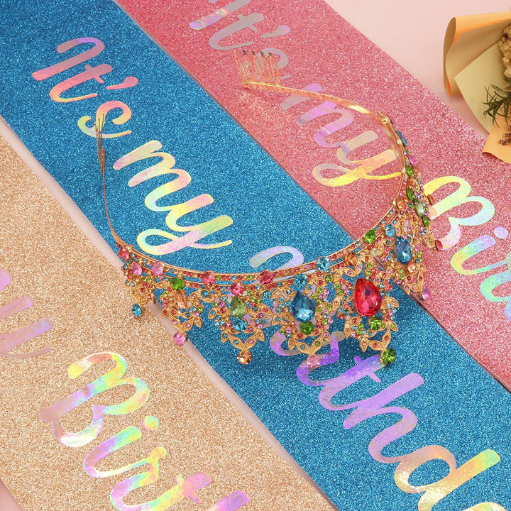 Ladies Festive Birthday Band with Glitter Design Kalsten