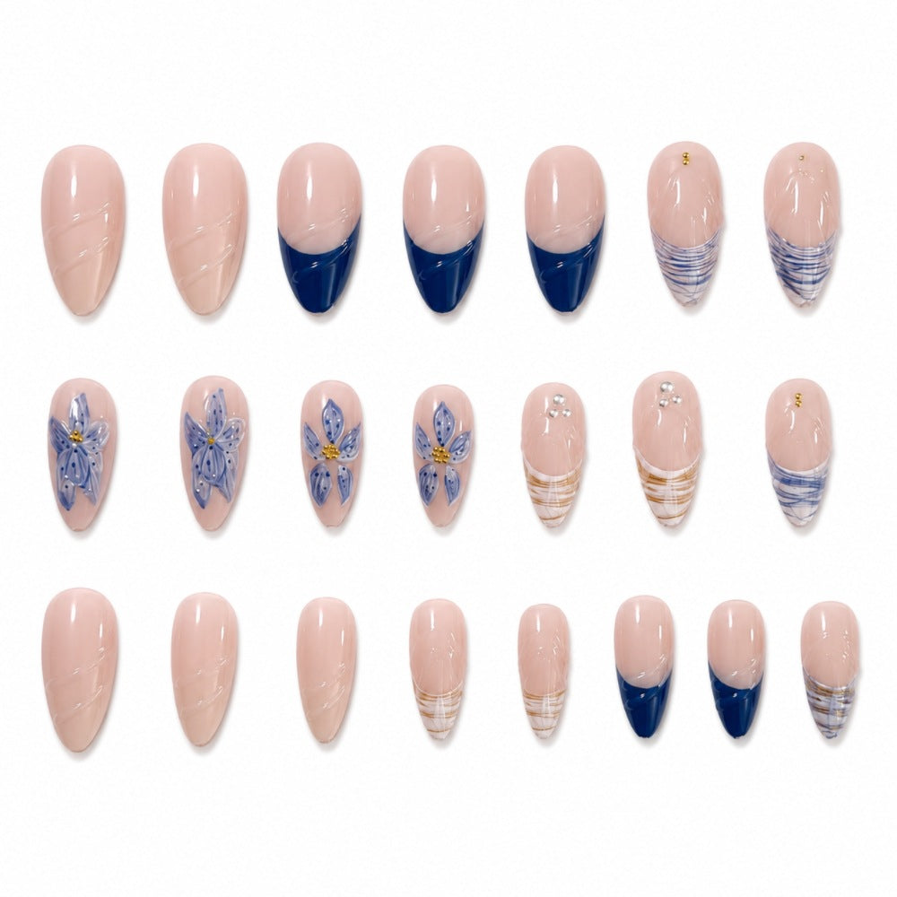 Artificial nails with floral design and elegant tips Kalsten