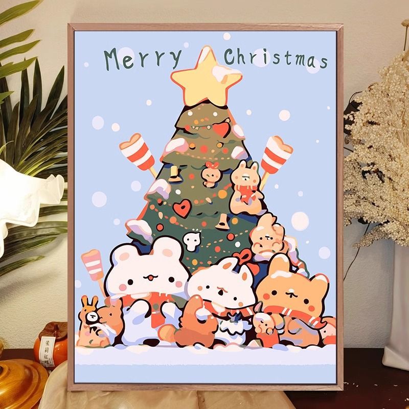 Whimsical Cat-Themed Holiday Canvas Art Print Kalsten