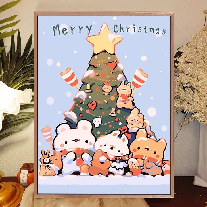 Whimsical Cat-Themed Holiday Canvas Art Print Kalsten