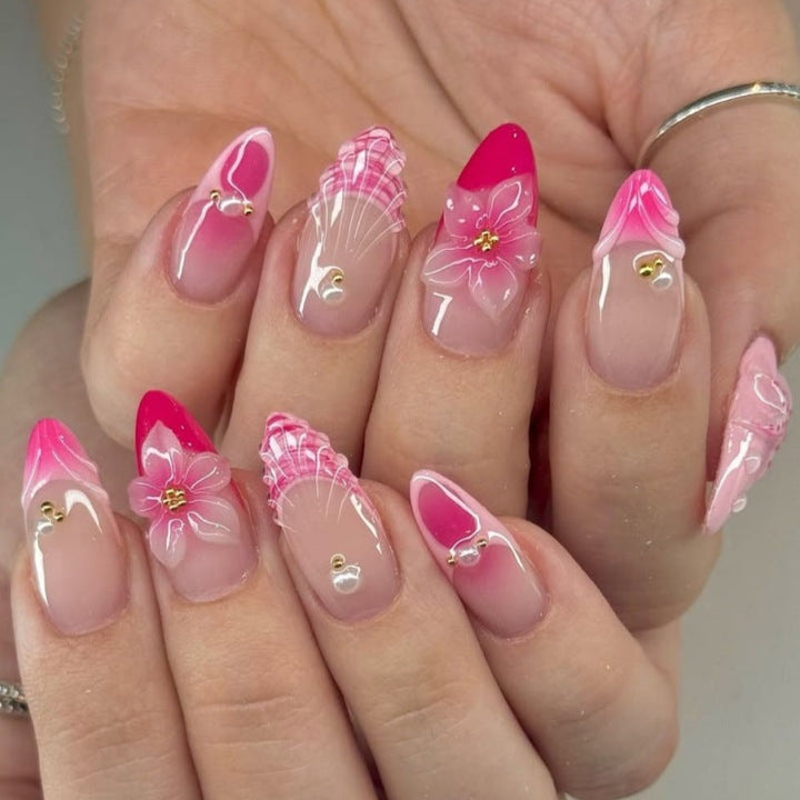 Elegant Floral-Accented Press-On Nail Set Kalsten