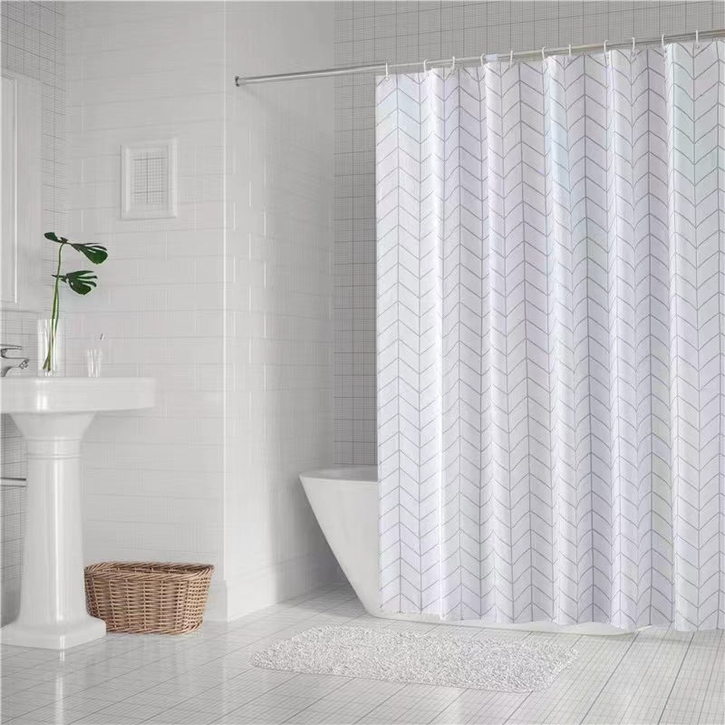Chevron Patterned Fabric Shower Curtain Kalsten