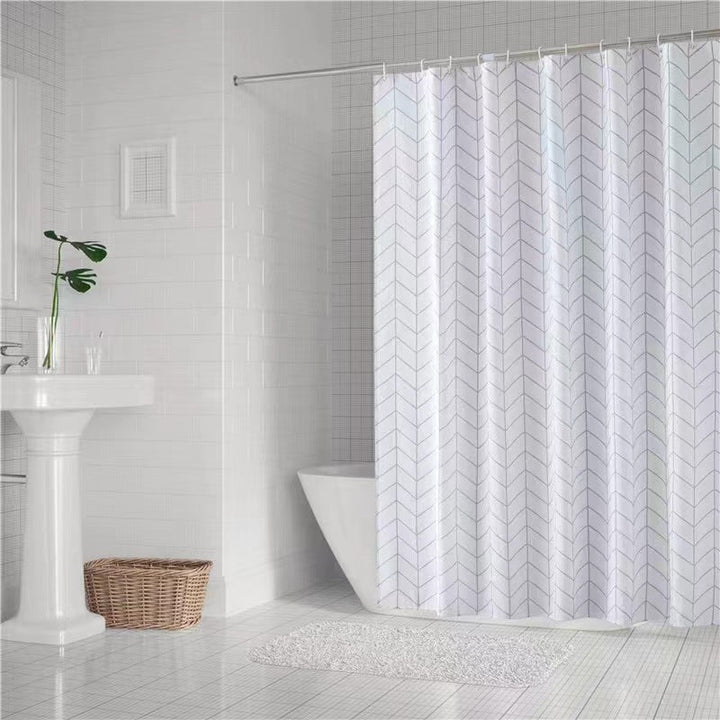 Chevron Patterned Fabric Shower Curtain Kalsten