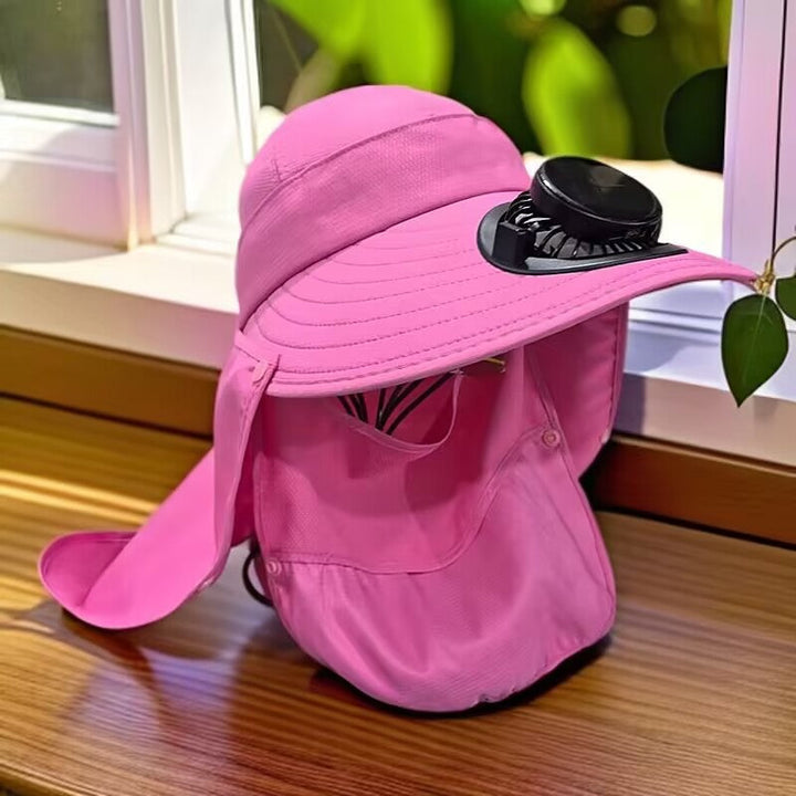Solar-powered mini fan with digital battery level indicator and USB-C charging port Kalsten