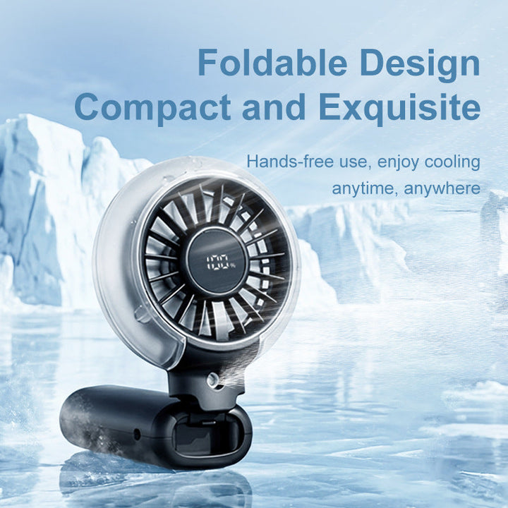 Cooling foldable rechargeable handheld fan with digital battery display and detachable neck strap Kalsten