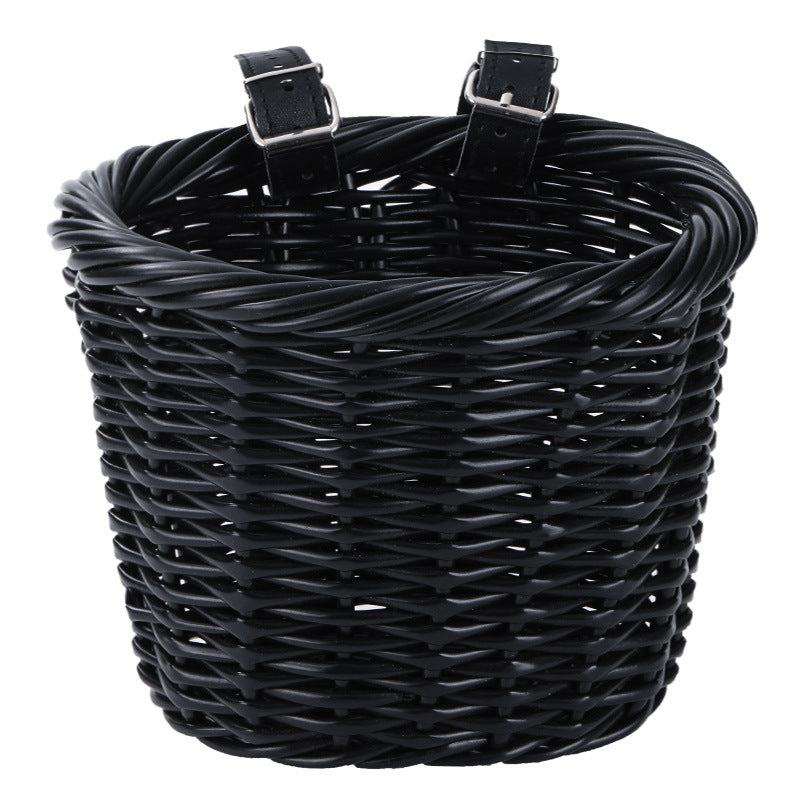 Woven Storage Basket with Adjustable Leather Straps Kalsten