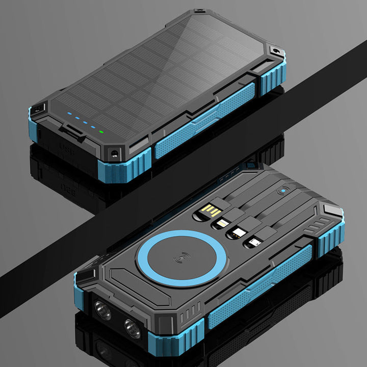 Robust Solar Power Bank with Multifunctional Charging Cable and Integrated Qi Charger Kalsten