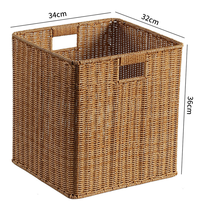 Handwoven Rectangular Storage Basket with Cutout Handles Kalsten