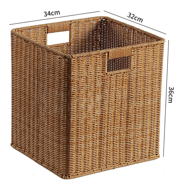 Handwoven Rectangular Storage Basket with Cutout Handles Kalsten