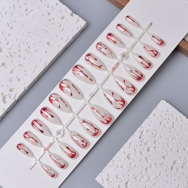 Artistic Abstract Blood-Splattered Press-On Nails Kalsten