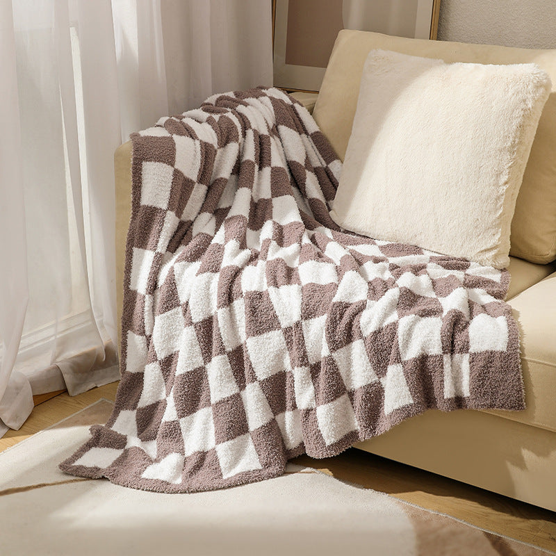 Unisex Cozy Checkerboard Fleece Blanket